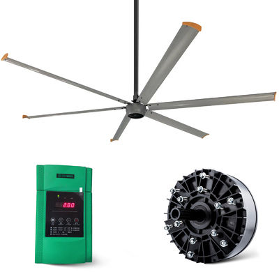 I Faisceau d'acier monté industriel à 6 lames grand ventilateur de plafond BLDC HVLS moteur 24 pieds 7,3 m